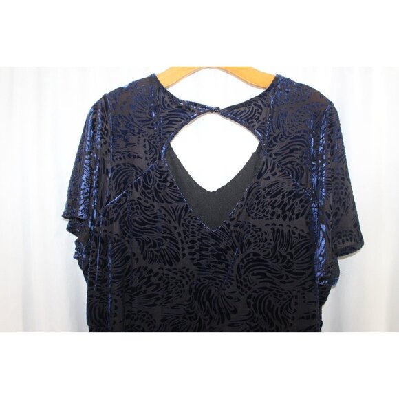 Torrid Womens Blue Velvet Short Sleeve Cutout Back Dress 3/3X - Picture 6 of 8